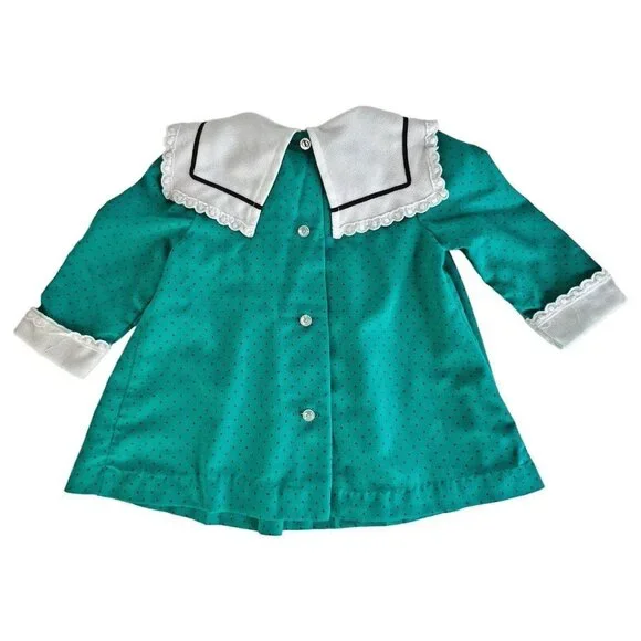 Vintage Pretty as a Picture Toddler Girl Dress 18 Month Long Sleeve Polka Dot - Picture 4 of 5